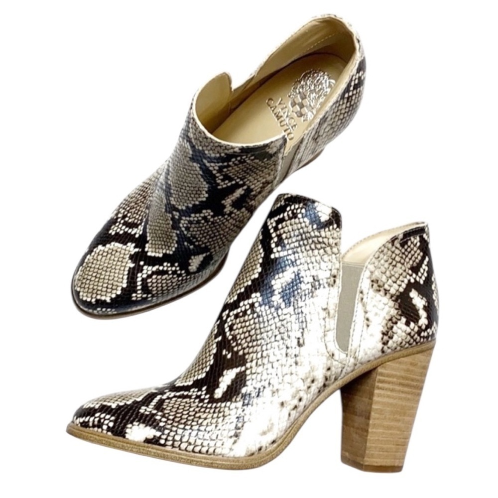 Vince Camuto Famhida Snakeskin Leather Ankle Boots - Picture 13 of 13